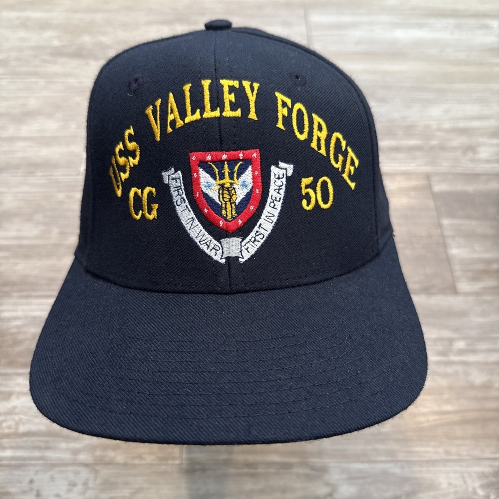 The Corps‎ USS VALLEY FORGE CG 50 Logo Blue Baseball Cap Hat One Size